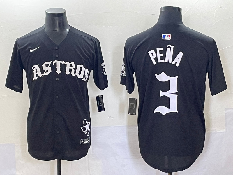 Men Houston Astros #3 Pena Black Five generations Joint Name Nike MLB 2025 Jersey style 9->houston astros->MLB Jersey